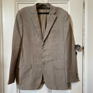 Canali Men's Single-Breasted Wool-Linen Taupe Blazer, US 36 / EU 52